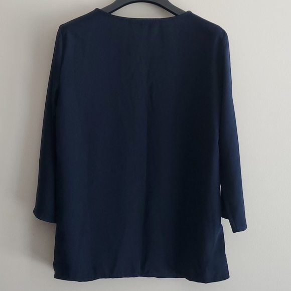 PROMOD Navy Blue 3/4 Sleeves Blouse - Picture 2 of 3